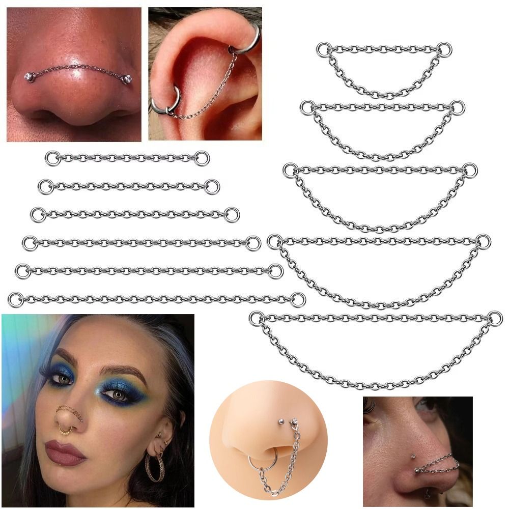 Body Jewelry Ear - Fashion Titanium Nose Chain Three Layer