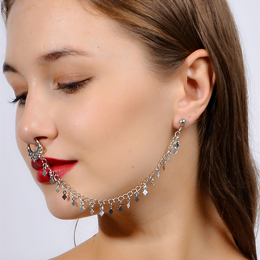 Body Jewelry Ear - 2Pcs Punk Rhombus Tassel Ear to