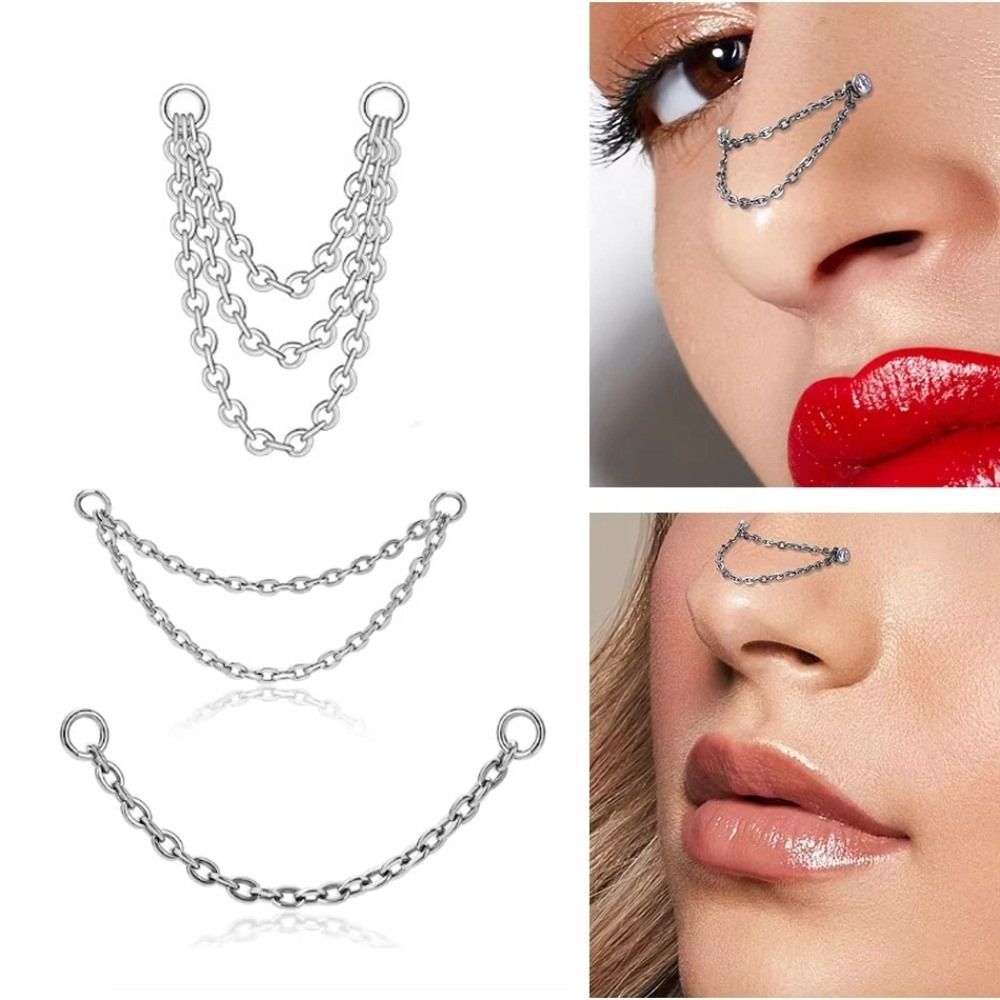 Body Jewelry Ear - Titanium Nose Chain Three Layer Chain