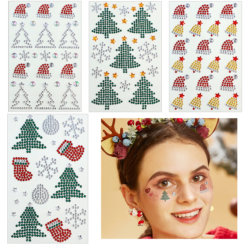 Body Jewelry Tattoo - Christmas Makeup White Snowflake Christmas Tree