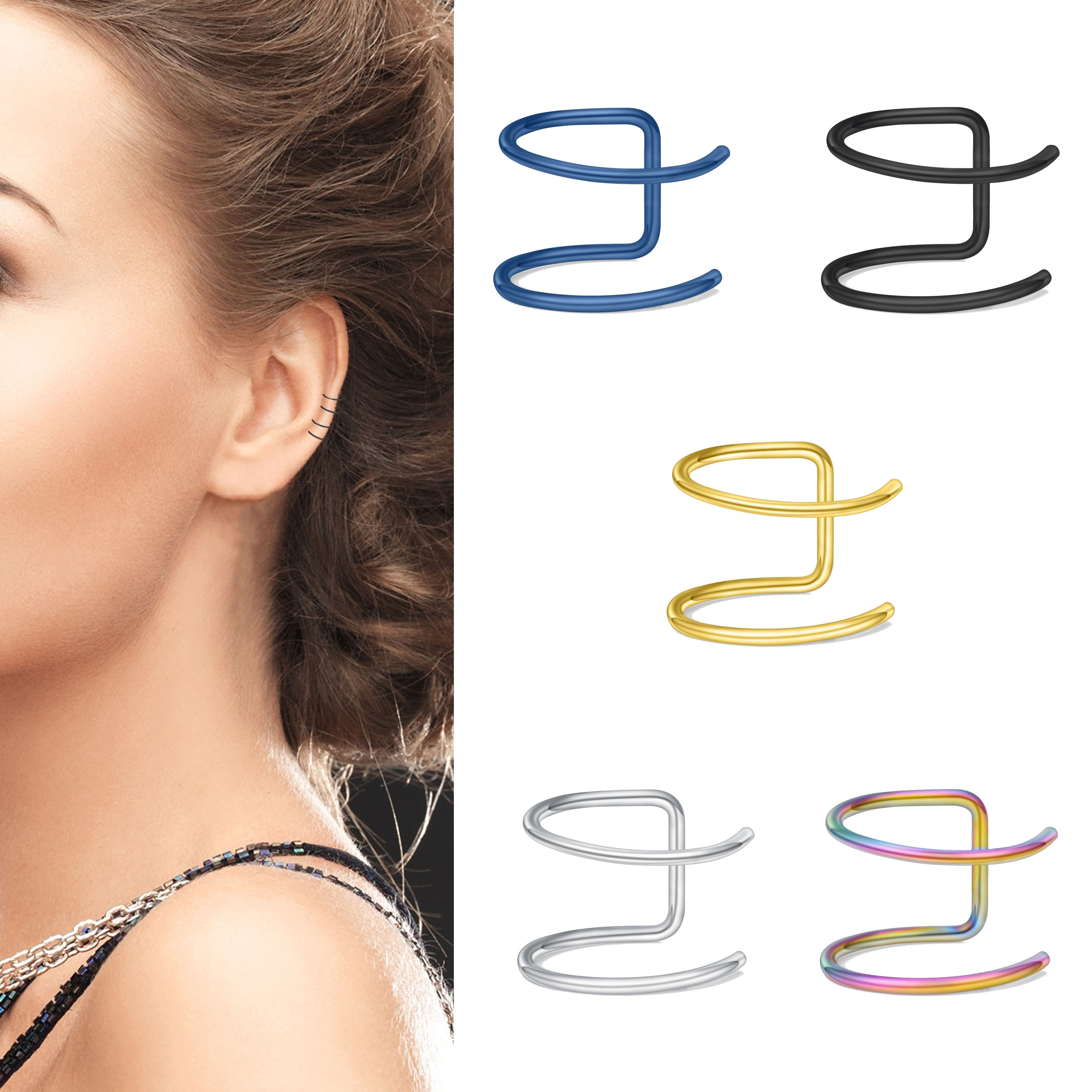 Body Jewelry Ear - 2pcs New No-Piercing Ear Cuffs -