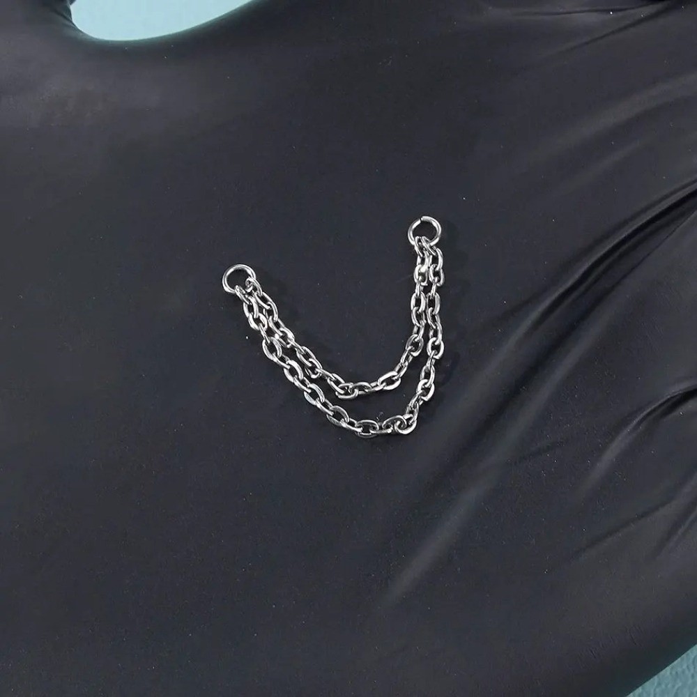 Titanium Nose Chain Double Cha - Body Jewelry Ear review and price