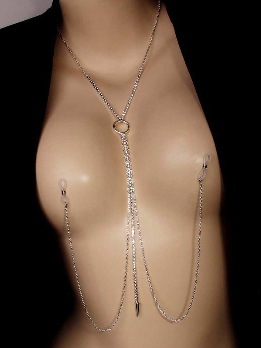 Stylish rhinestone chest chain - Body Jewelry review and price