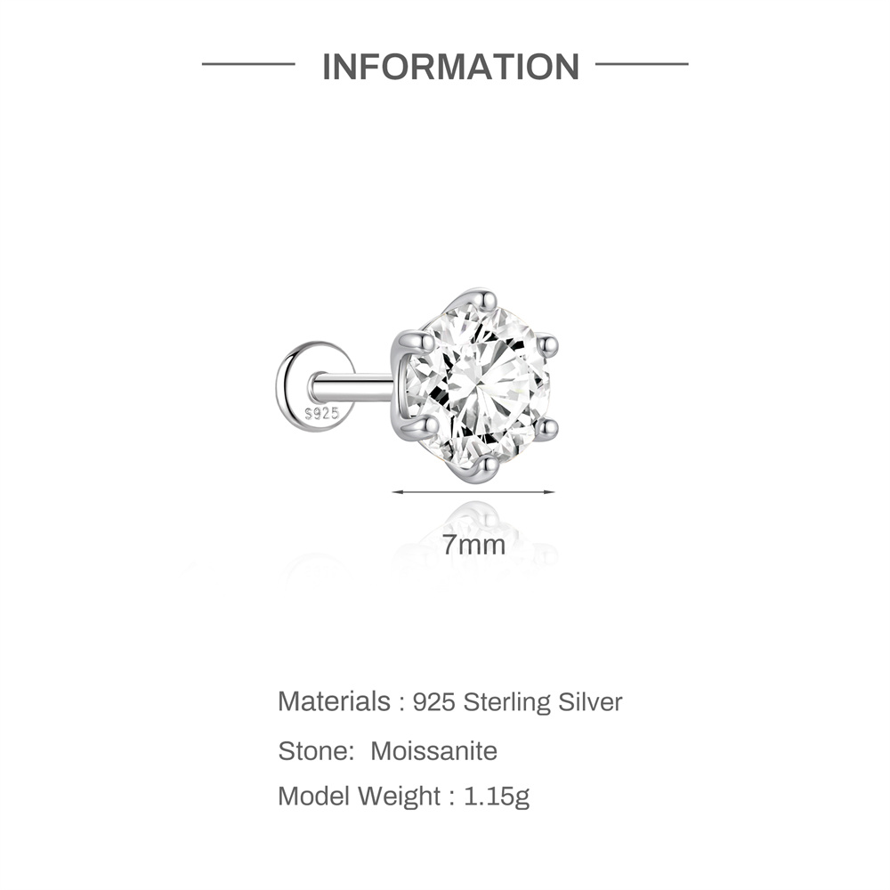 Aide S925 Sterling Silver 6 Si - Body Jewelry Flat Back review and price