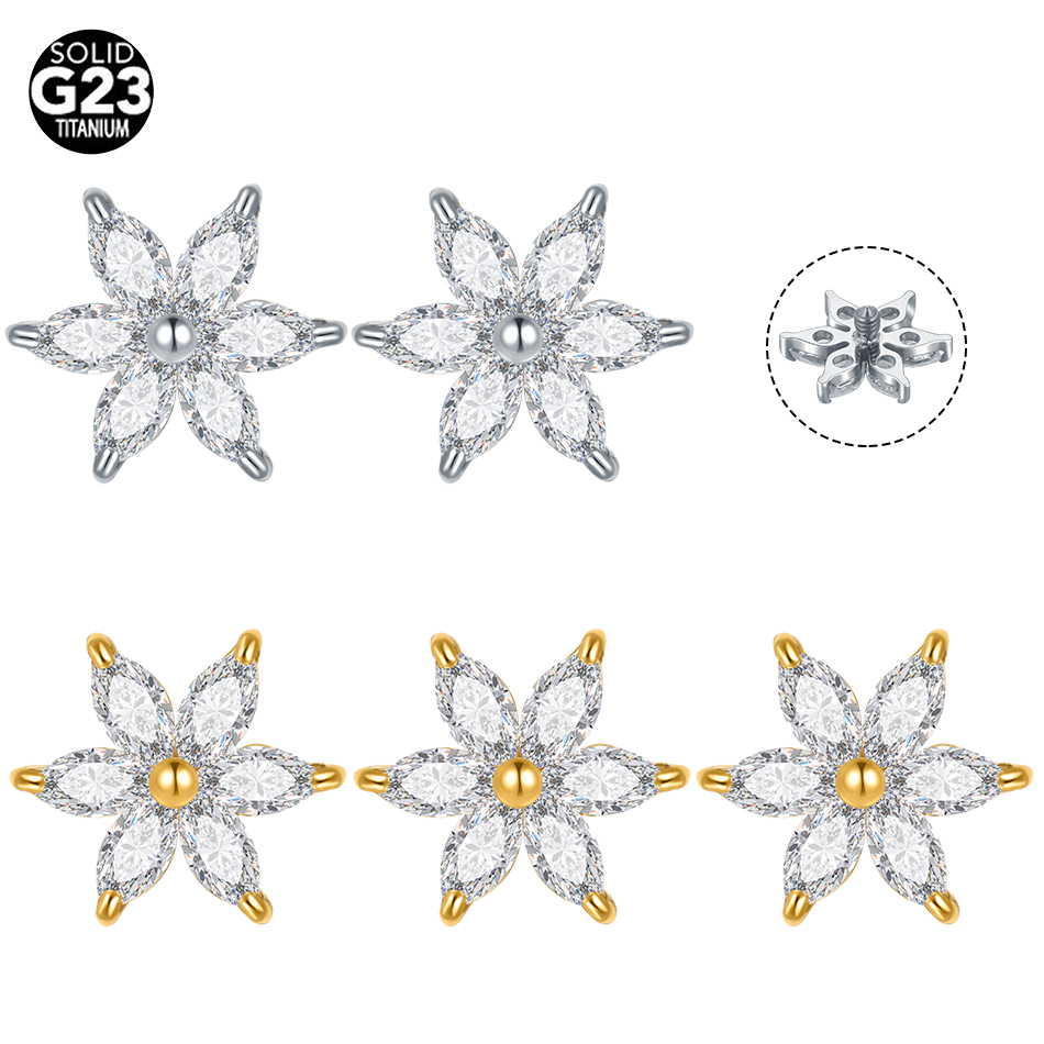 1/5PCS Titanium Crystal Flower - Dermal Anchor Top review and price