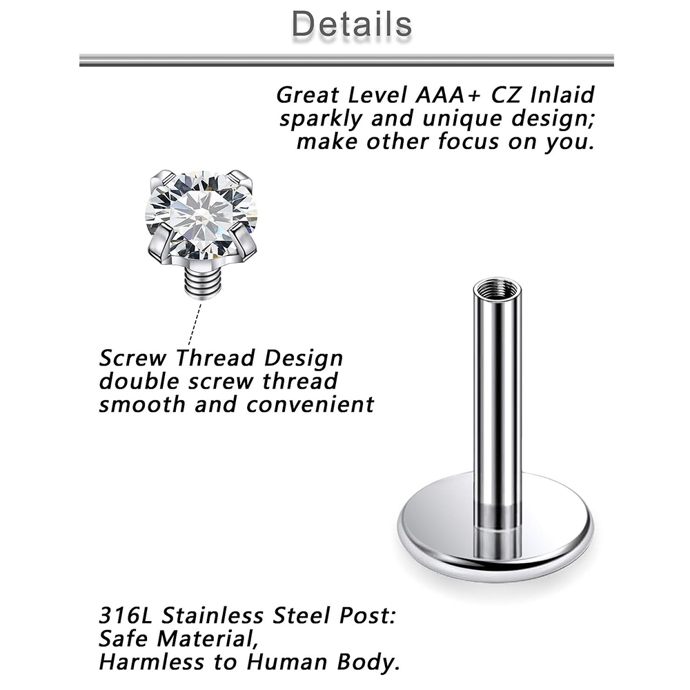 13 PCS Labret Piercing Set Sur - Body Jewelry Flat Back review and price