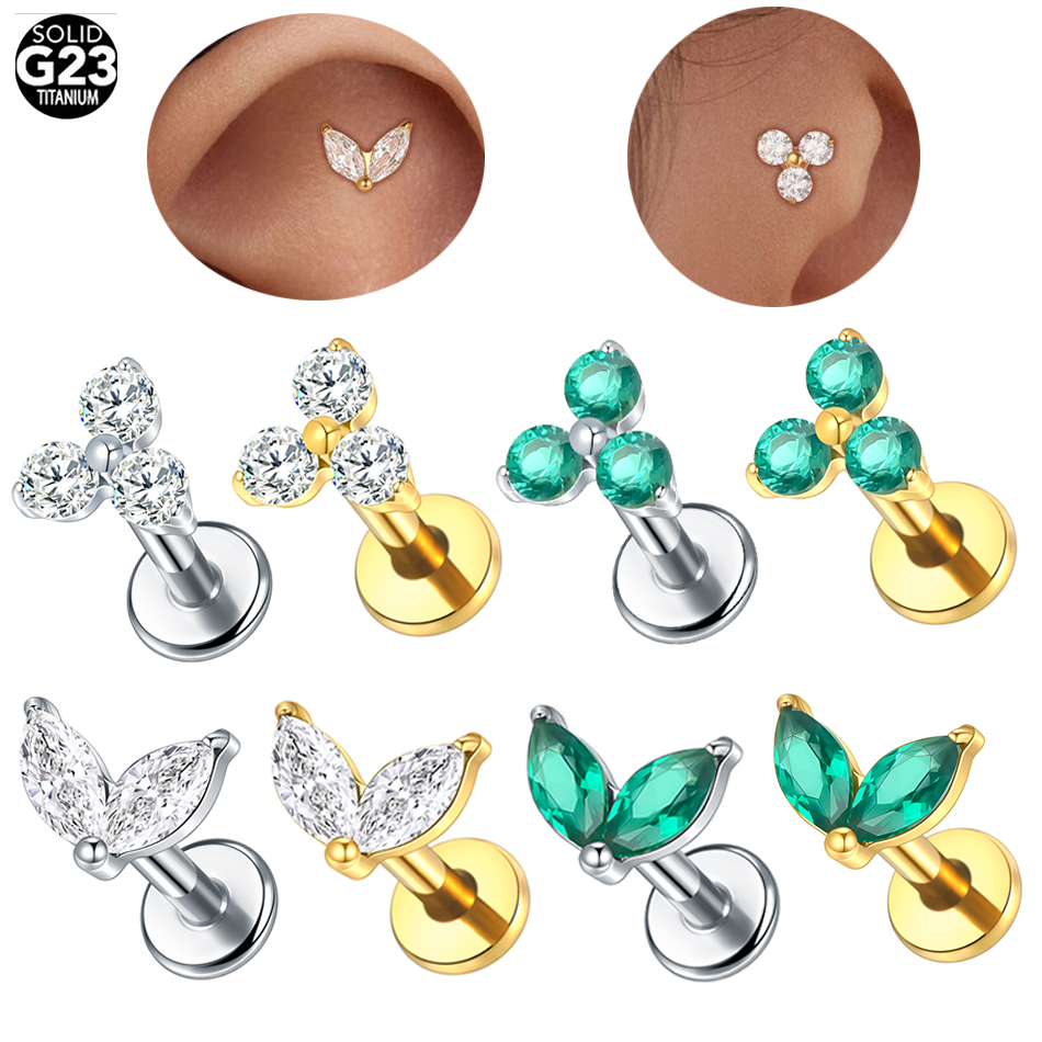 1pc Titanium White Green Zirco - Body Jewelry Flat Back review and price