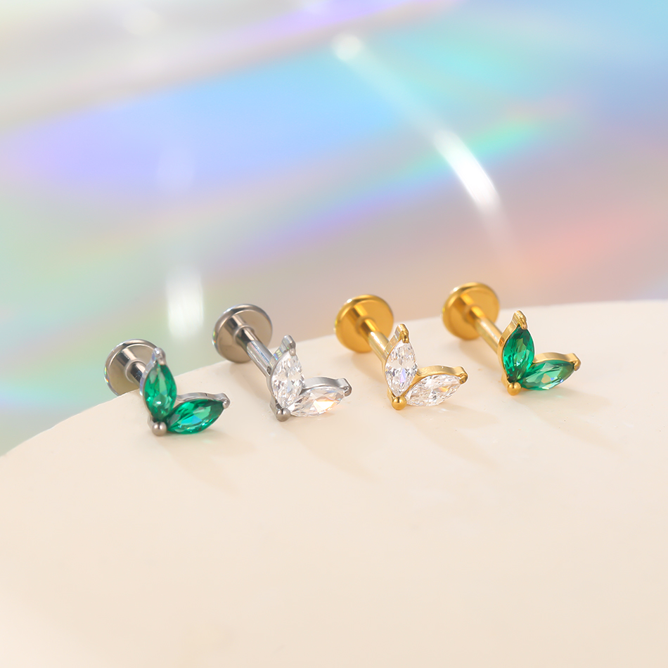 1pc Titanium White Green Zirco - Body Jewelry Flat Back review and price