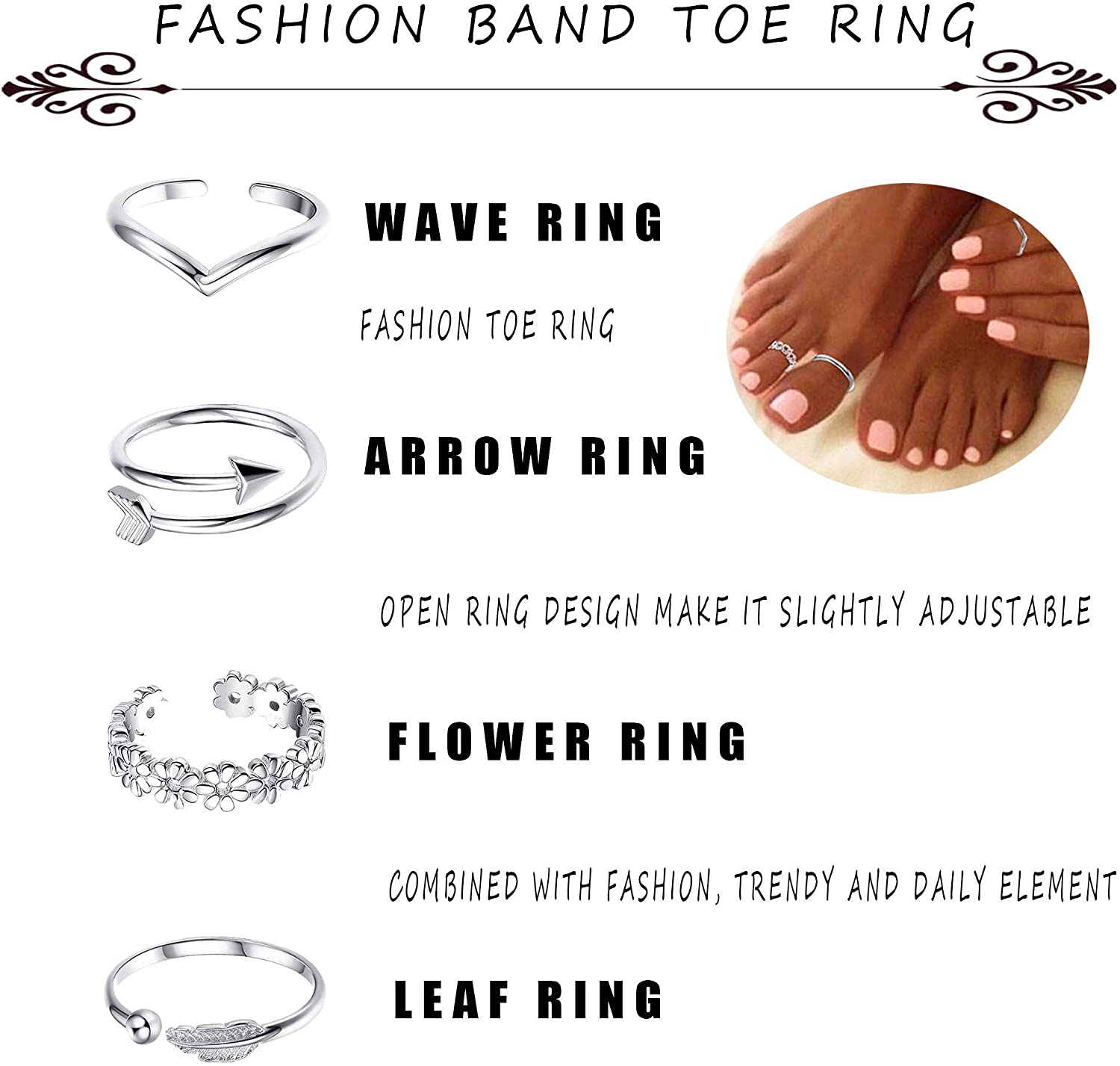 16Pcs Adjustable Toe Rings for - Body Jewelry Metal Types review and price