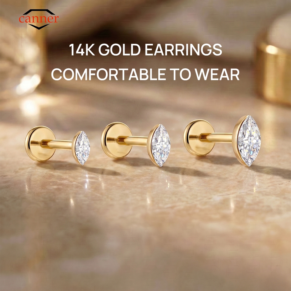 CANNER 1PC 14K Solid Gold Deli - Body Jewelry Flat Back review and price