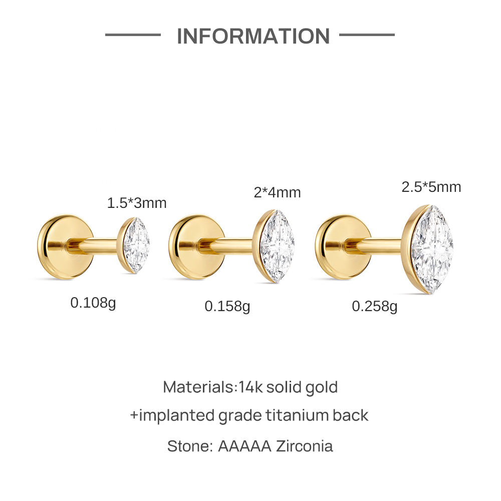 CANNER 1PC 14K Solid Gold Deli - Body Jewelry Flat Back review and price