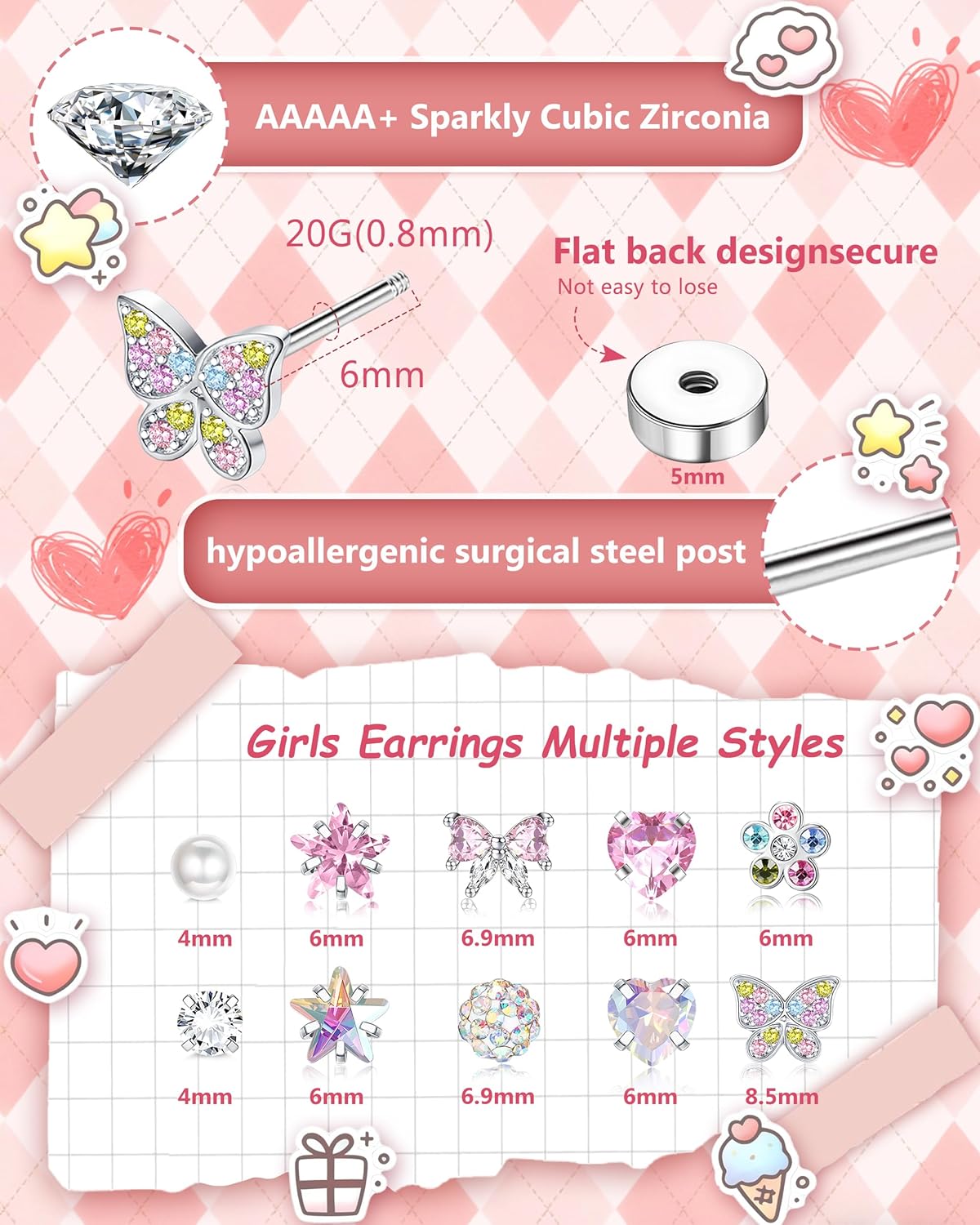 Bobisty 1Pair Earrings for Wom - Body Jewelry Flat Back review and price