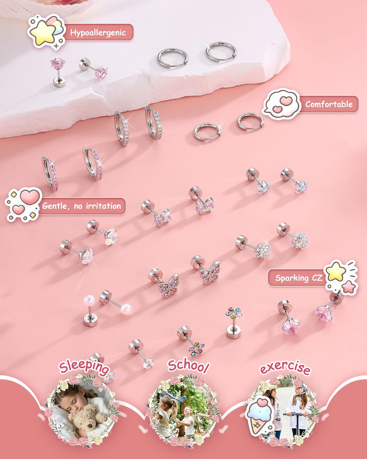 Bobisty 1Pair Earrings for Wom - Body Jewelry Flat Back review and price