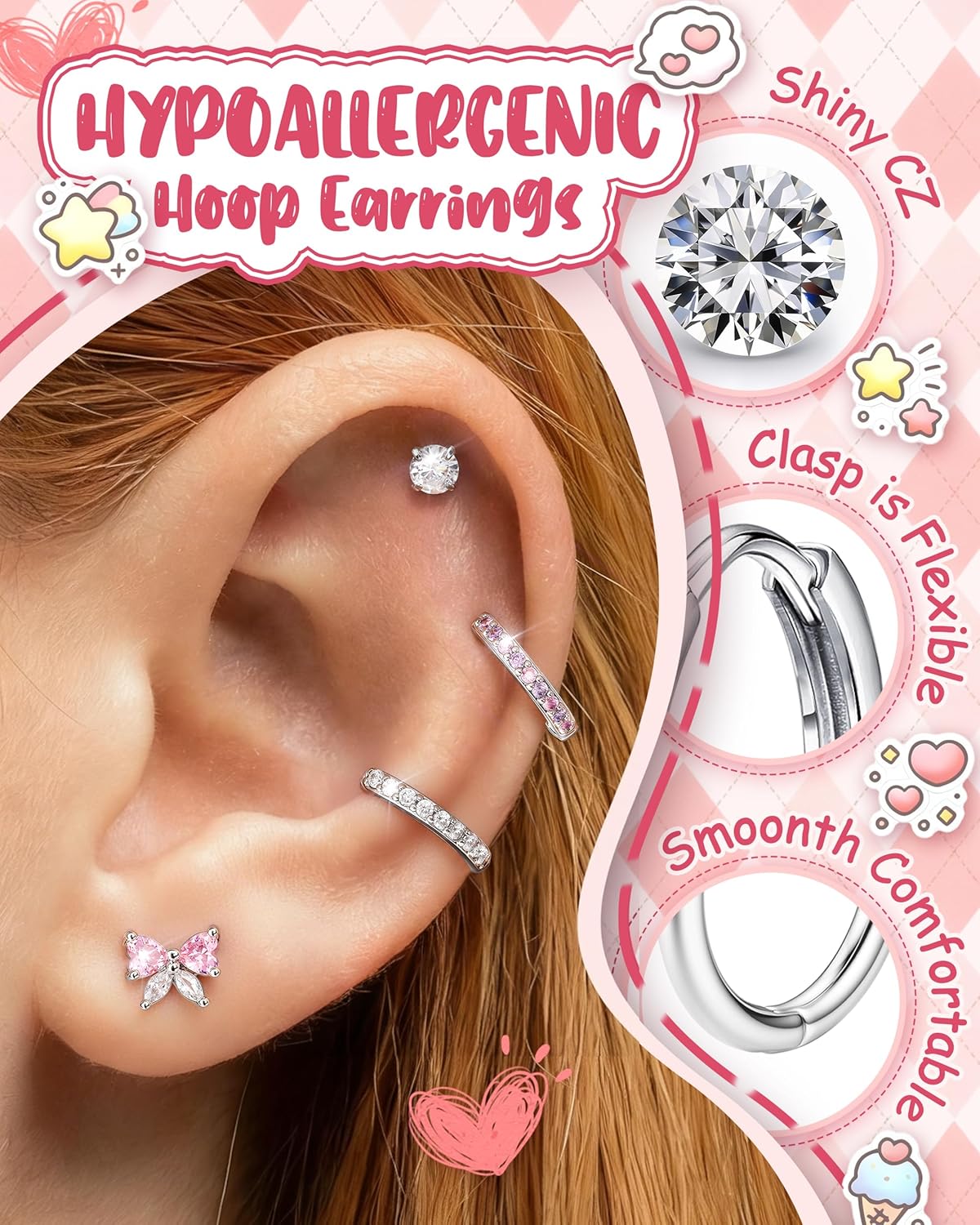 Bobisty 1Pair Earrings for Wom - Body Jewelry Flat Back review and price