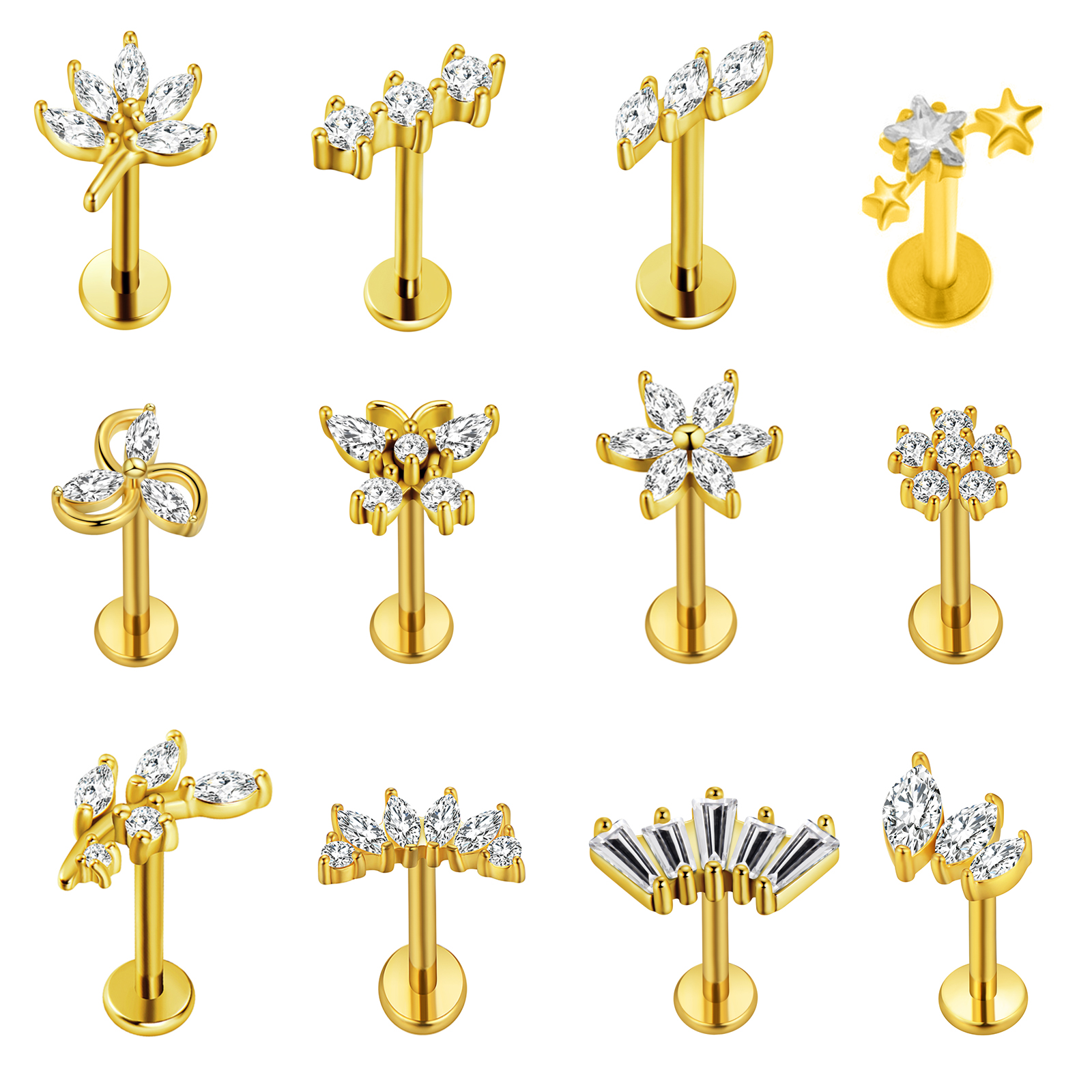 Maple Leaf Labret Piercing Sta - Body Jewelry Flat Back review and price