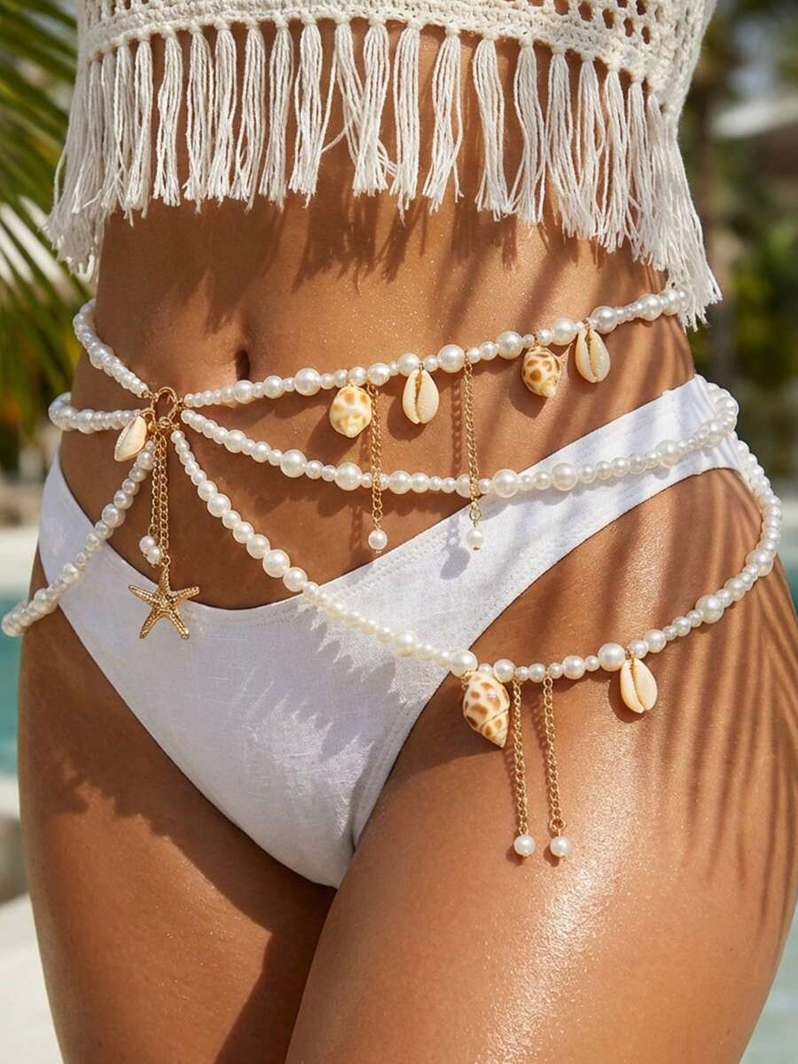 Three-layer beaded waist chain - Body Jewelry review and price