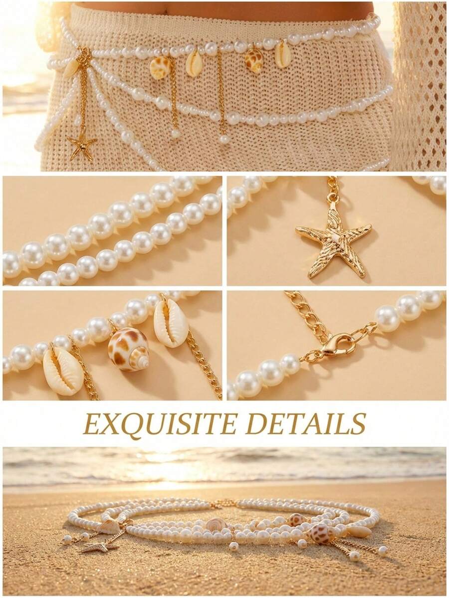 Three-layer beaded waist chain - Body Jewelry review and price