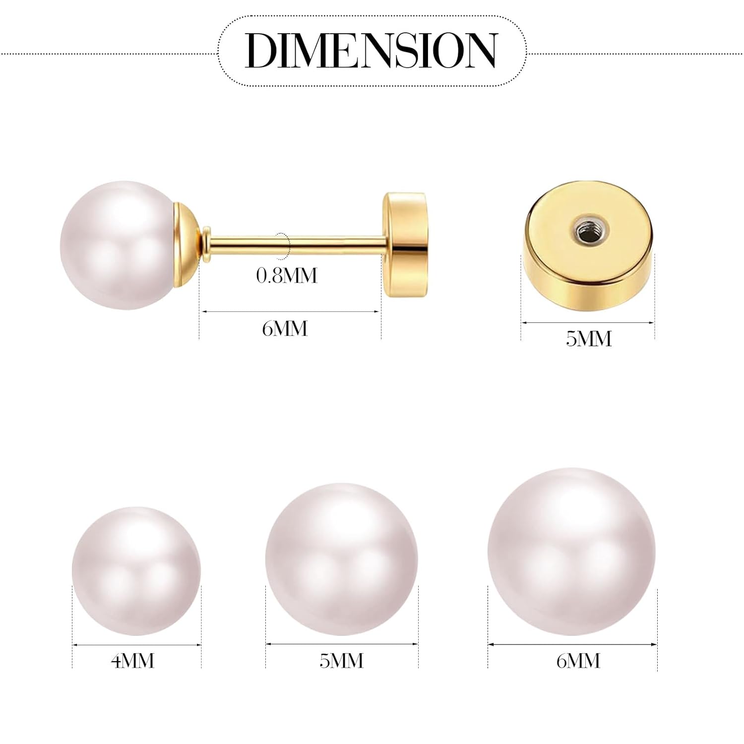 3 Pairs Tiny Pearl Stud Earrin - Body Jewelry Flat Back review and price