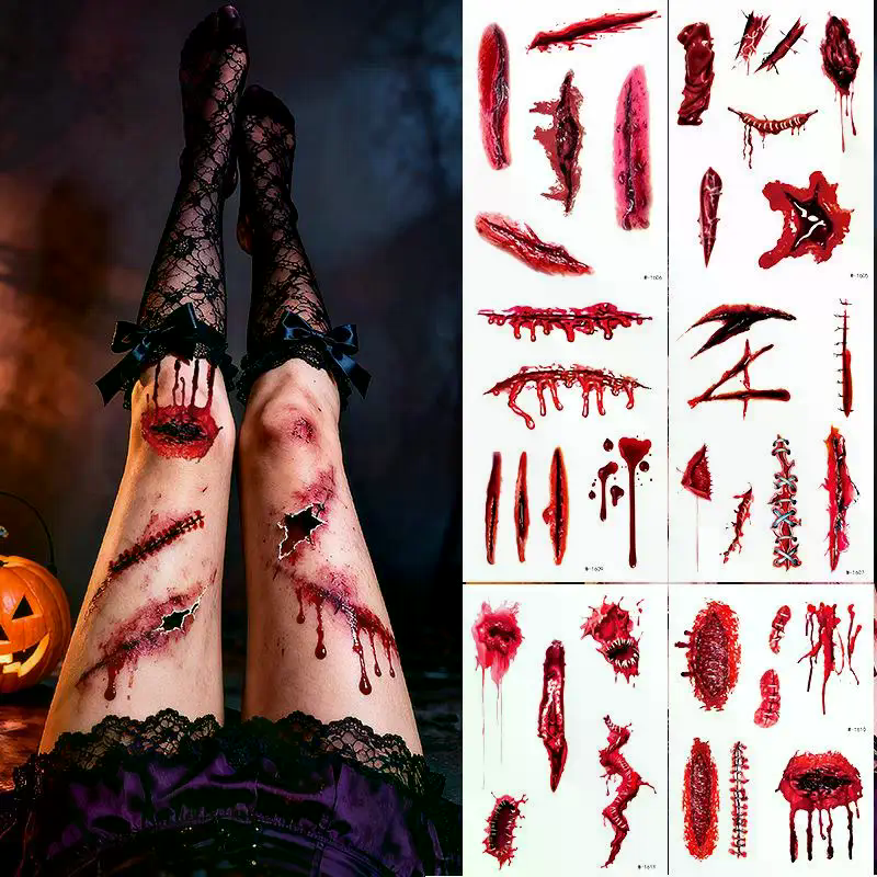 1 Sheets Halloween Scar Tattoo - Body Jewelry Tattoo review and price