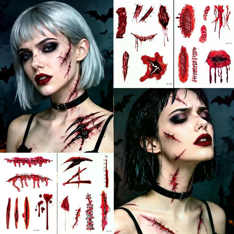 1 Sheets Halloween Scar Tattoo - Body Jewelry Tattoo review and price