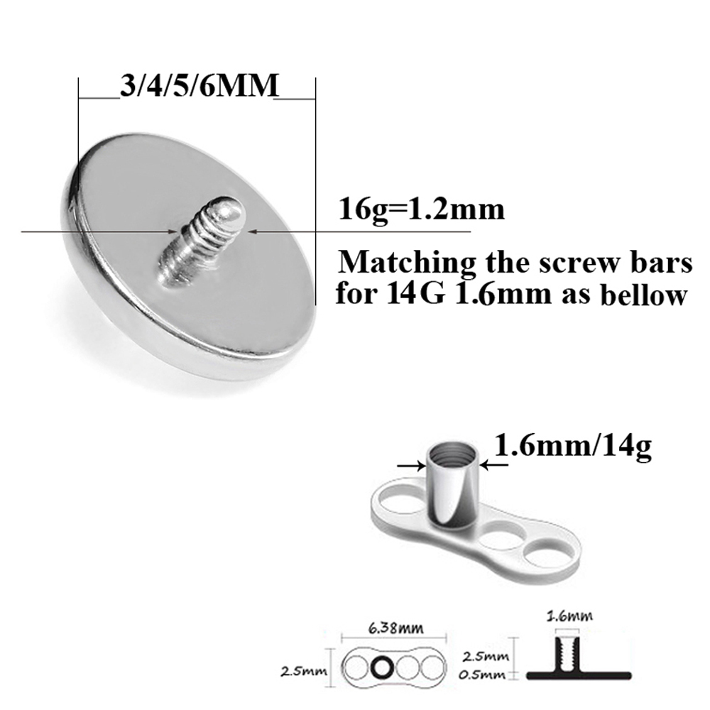 1 PC Surgical Steel Prong zirc - Dermal Anchor Top review and price