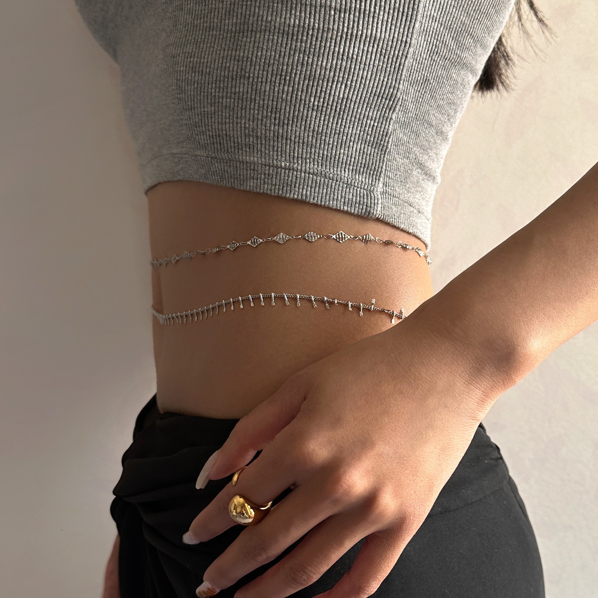 Punk Round Stainless Steel Wai - Body Jewelry Chain review and price