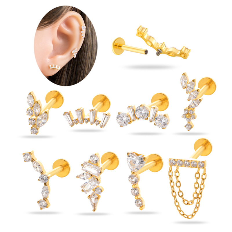 1PC G23 Titanium Ear Stud Inte - Body Jewelry Flat Back review and price