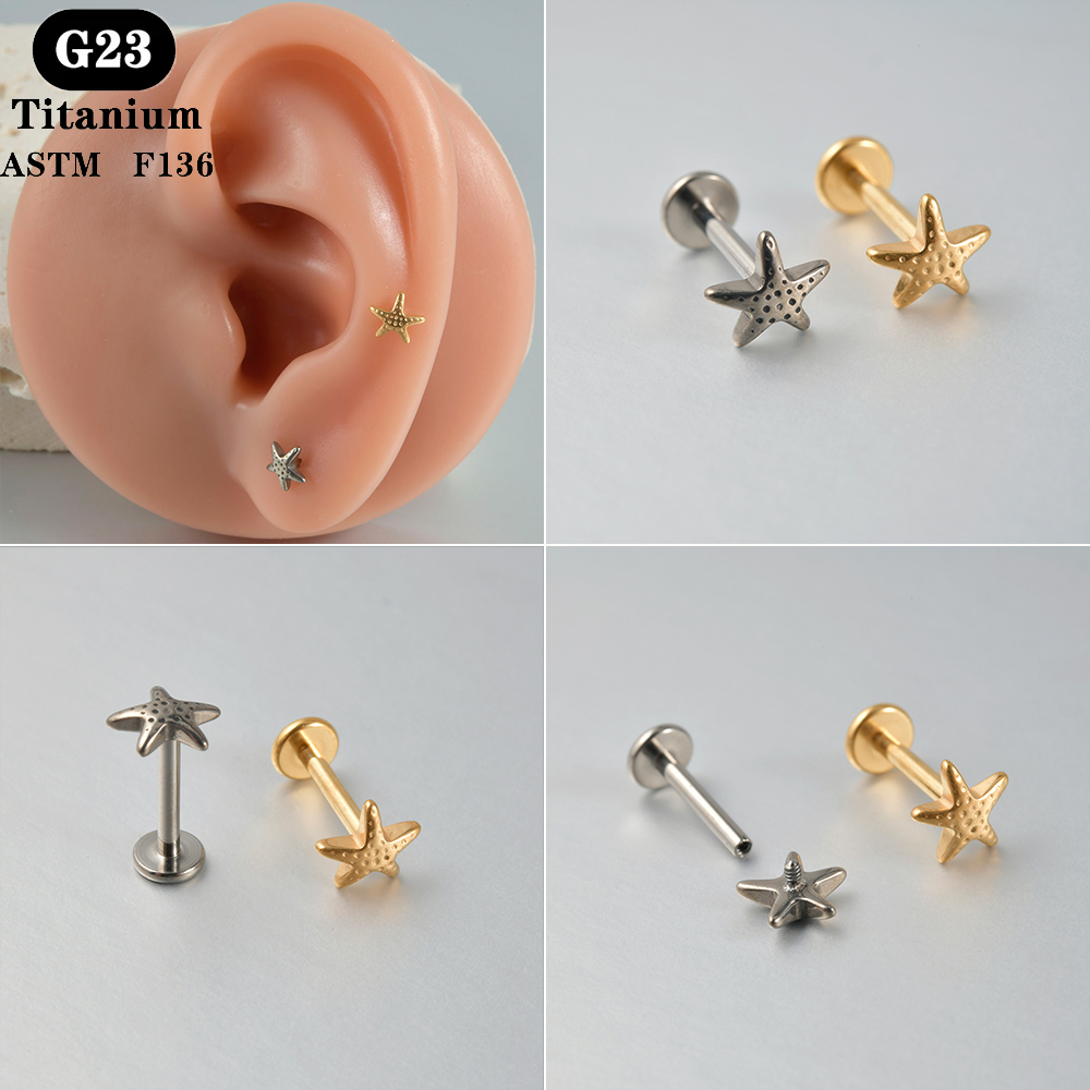 1PC ASTM F136 Titanium Labret  - Body Jewelry Flat Back review and price