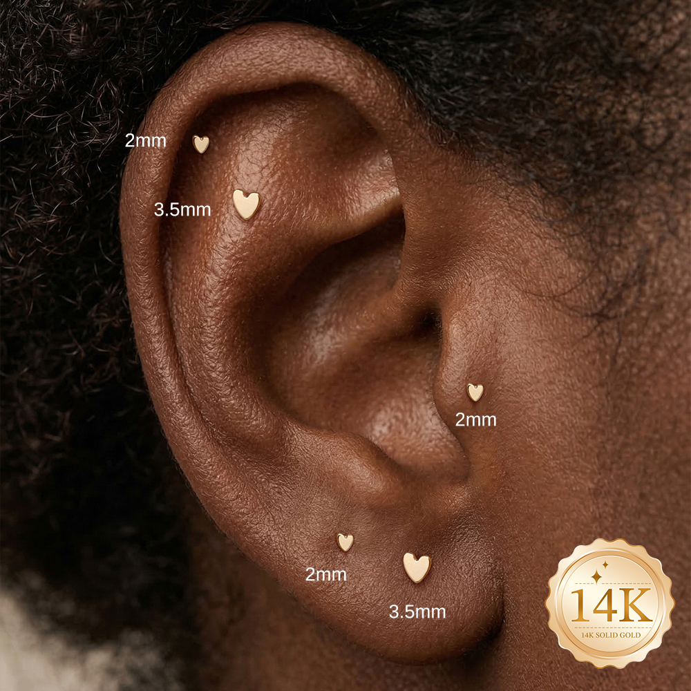 AIDE 14K Gold Stud Earrings fo - Body Jewelry Flat Back review and price