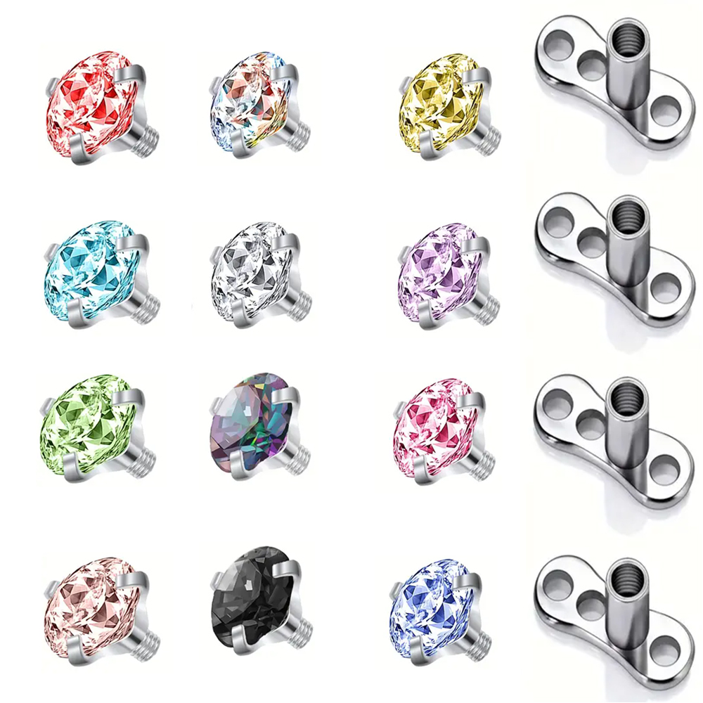 16PCS Crystal Zircon Dermal An - Dermal Anchor Top review and price