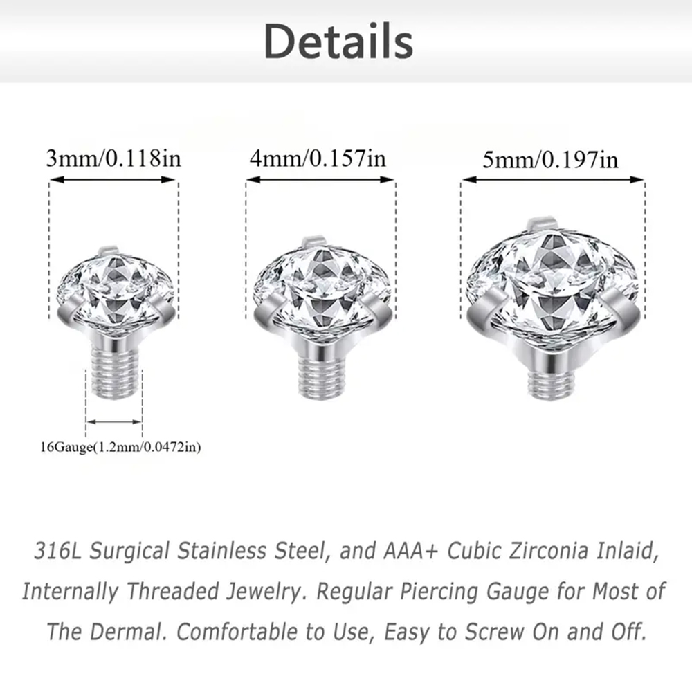 16PCS Crystal Zircon Dermal An - Dermal Anchor Top review and price